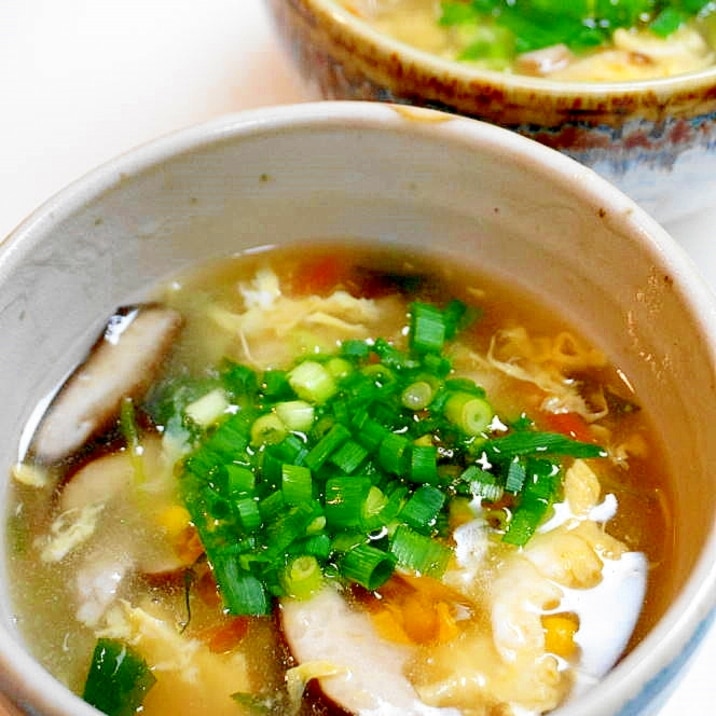 中華料理店の味！鶏肉とコーンの中華卵スープ